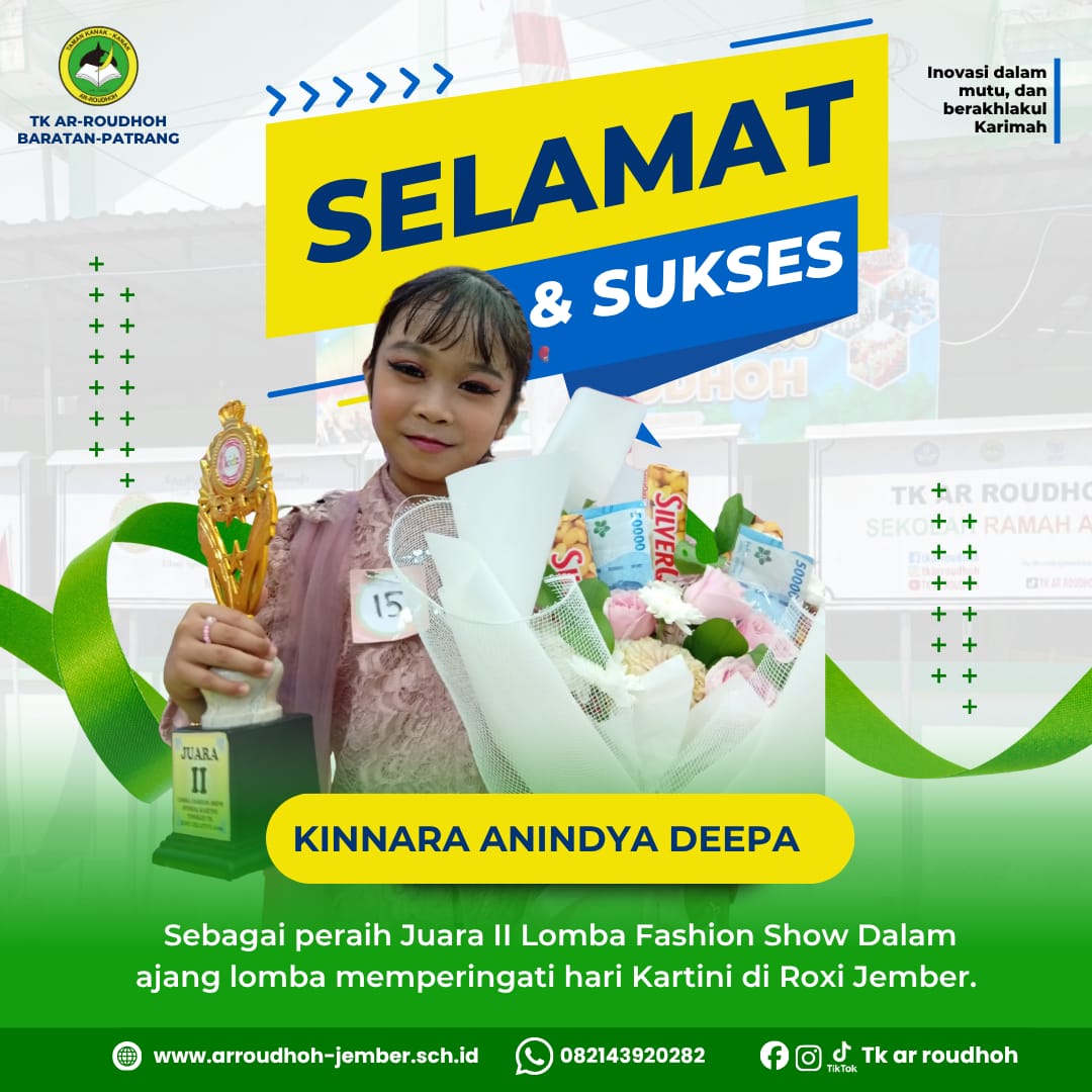 Juara 2 dalam lomba fashion show pada ajang peringatan Hari Kartini yang diselenggarakan di Roxy Jember